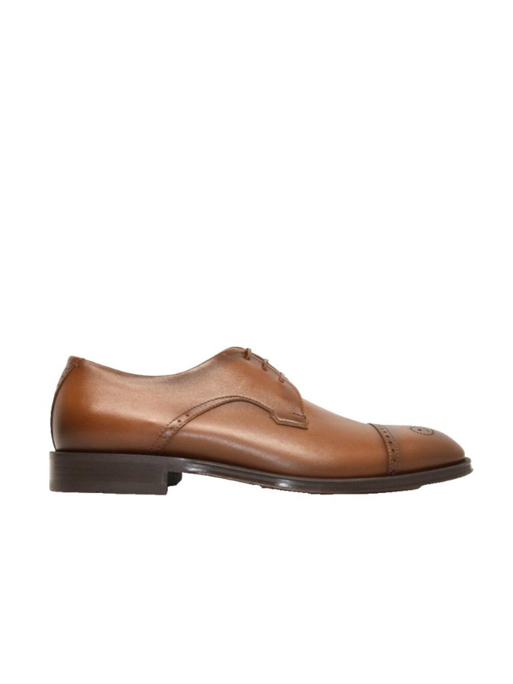 New! HUGO BOSS Boss Derrek Brogue Cap Toe Derby Brown 7.5 M DD546 Made in Italy